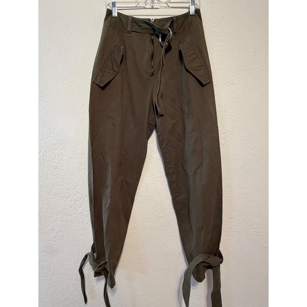 Venus Olive Green Cargo Utility Pants D-Ring Belt Tie Ankle Size 8 Z201329